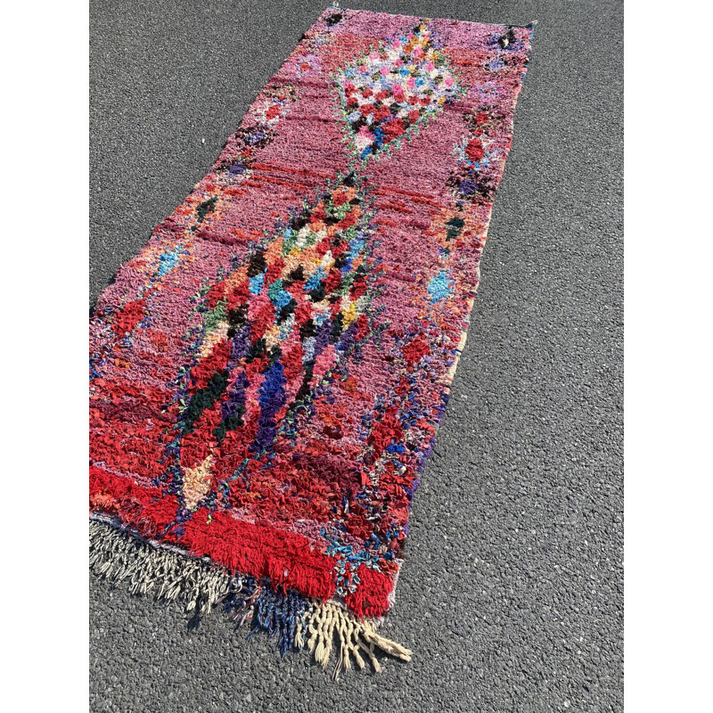 Vintage Berber carpet Boucherouite, Morocco