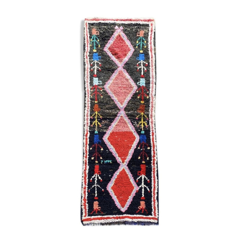 Vintage berber butcherouite corridor carpet