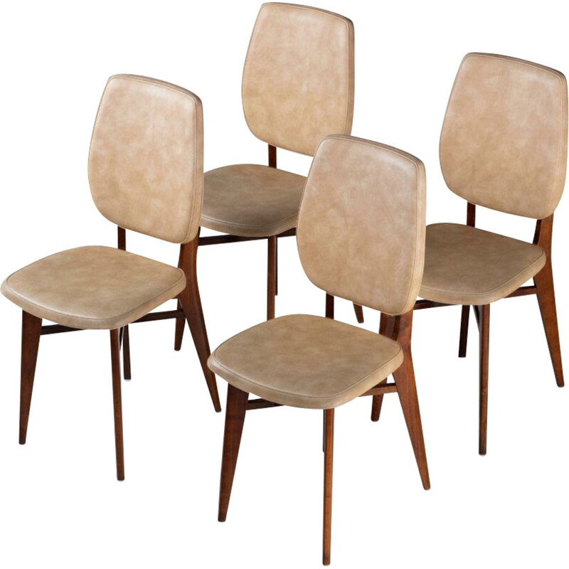 4 Vintage Chairs Mahogany & Ska 1960