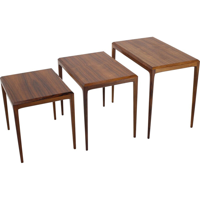 Vintage Nesting Tables for CFC Christensen of Silkeborg, Johannes Andersen Rosewood Denmark 1960s