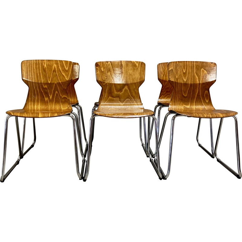 Set of 6 vintage Pagwood chairs for Casala 1960