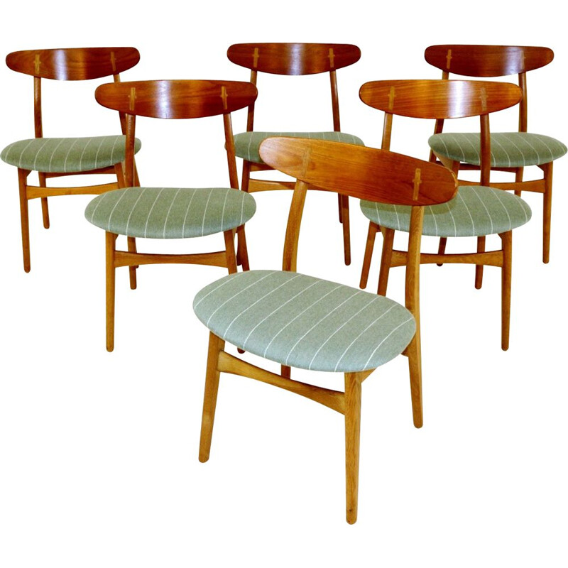 Set of 6 vintage chairs CH 30, Hans J Wegner, Denmark, 1960