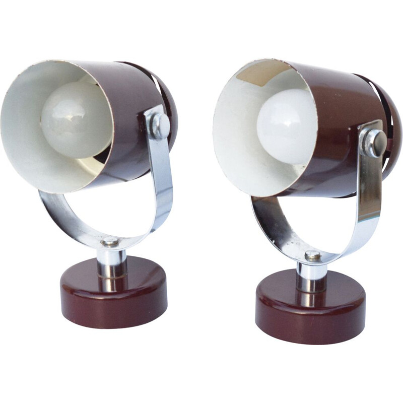 Pair of vintage futuristic lamps by S. Indra, Czechoslovakia, 1970s