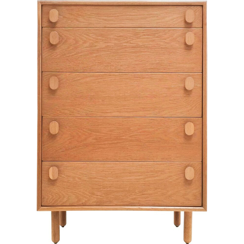 Vintage Blonde Oak Mid Century Chest of drawers by Meredew British