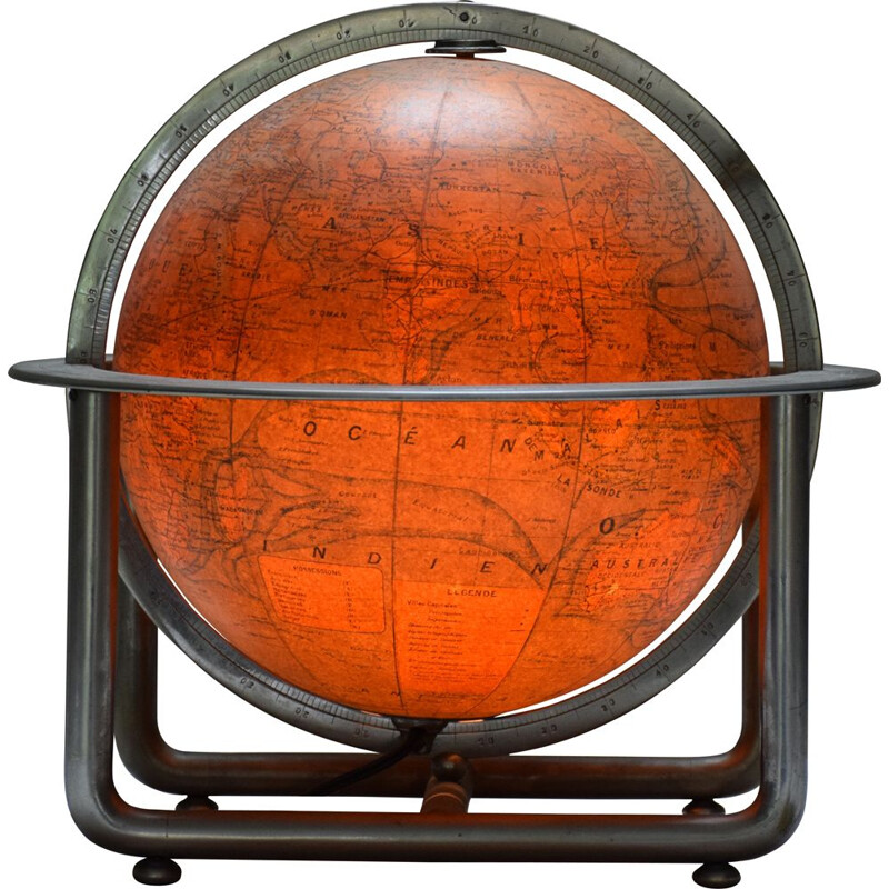 Vintage luminous glass globe attributed to Jacques Adnet 1930