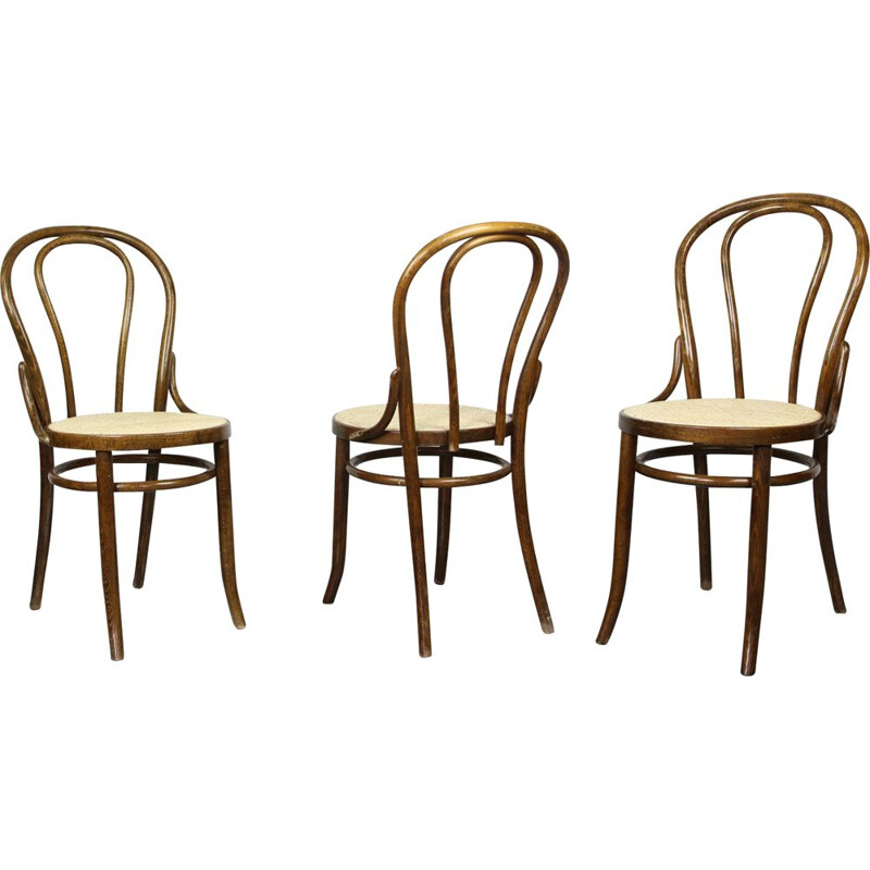 Set of 3 vintage N18 Brown Chair by Michael Thonet