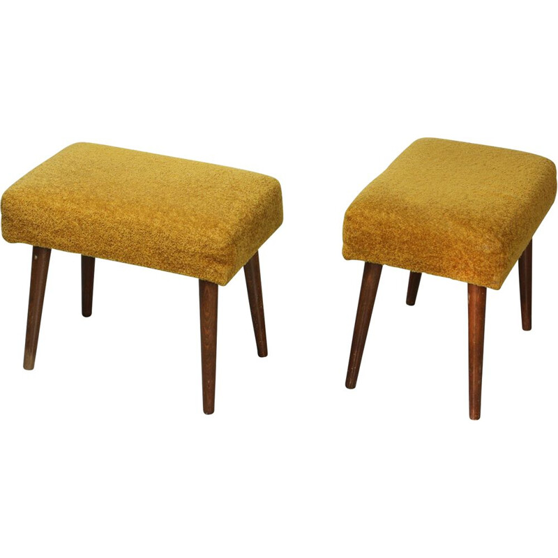 Pair of Mid-century Yellow Stools