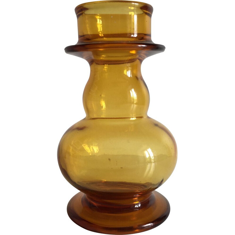 Vintage Orange Moulded Glass Vase