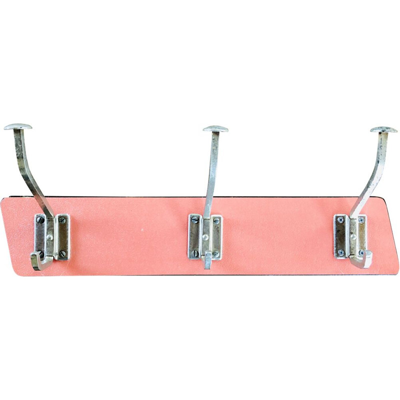 Vintage coat and hat rack in pink formica, 1950