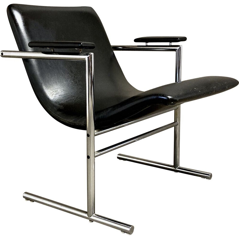 Vintage leather and chrome armchair 1960