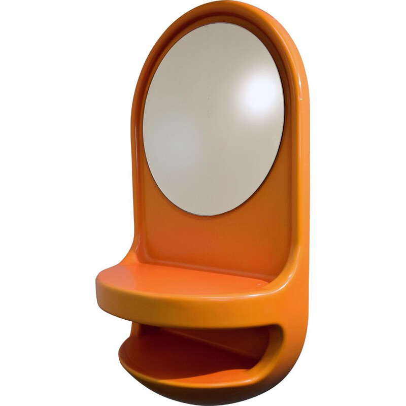 Vintage orange mirror shelf by ILSE with 1970's