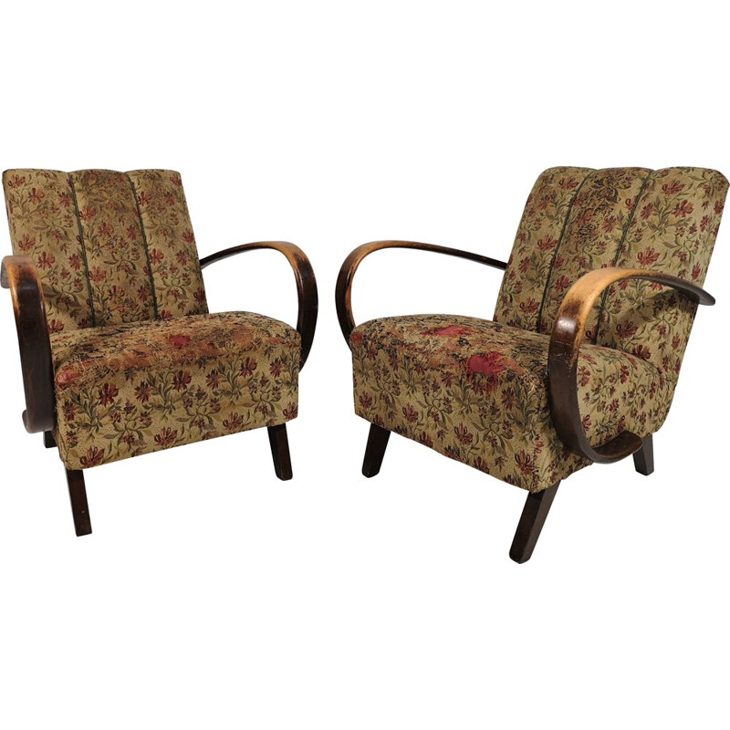 Pair of Vintage Armchairs by Jindřich Halabala, Art Deco 1950s