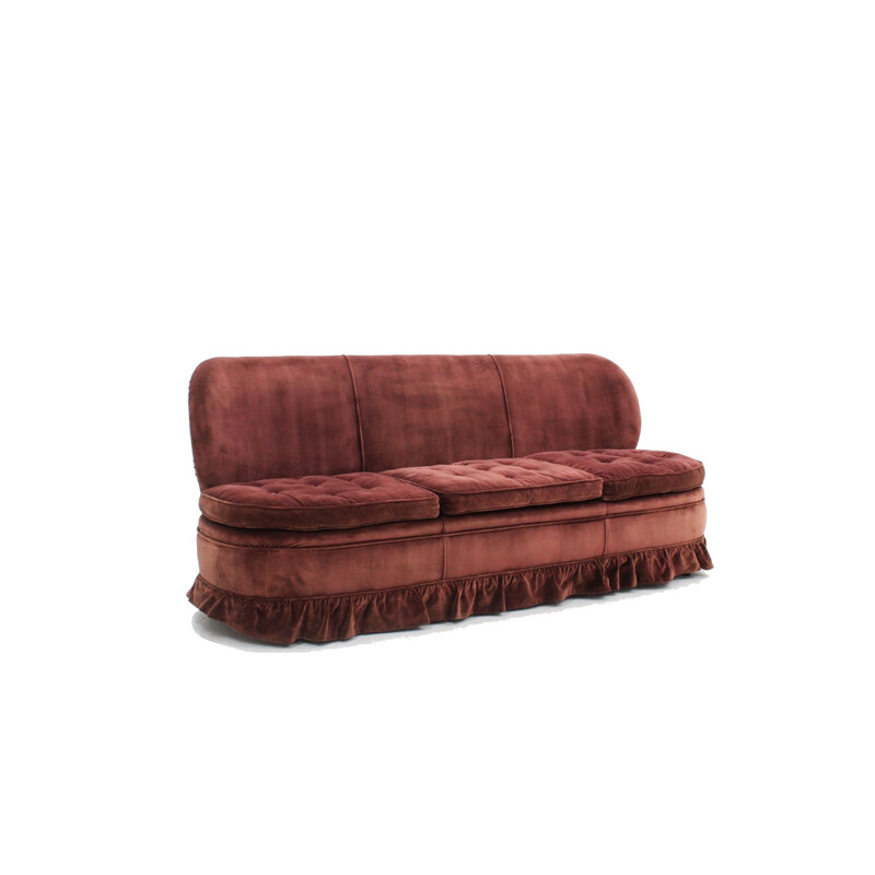 Vintage Melchiorre Bega 3-seater velvet sofà 1940