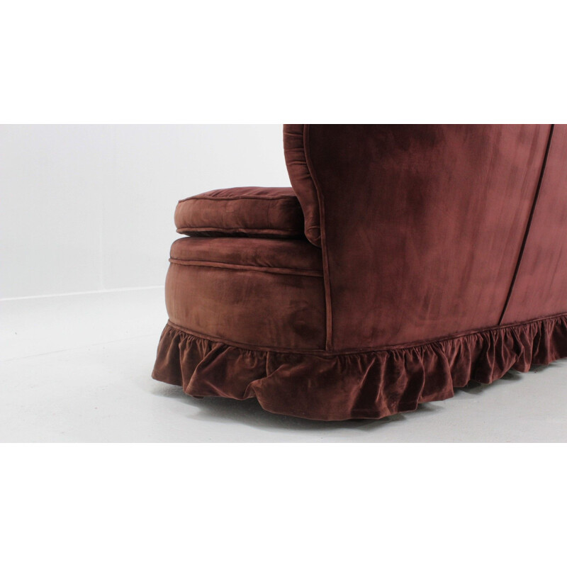 Vintage Melchiorre Bega 3-seater velvet sofà 1940