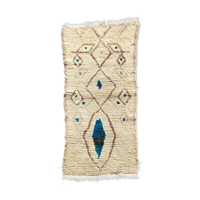 Tapis vintage en laine et coton  berbere azilal 