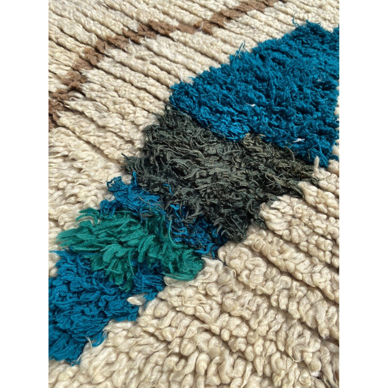 Vintage wollen en katoenen Berber tapijt azilal
