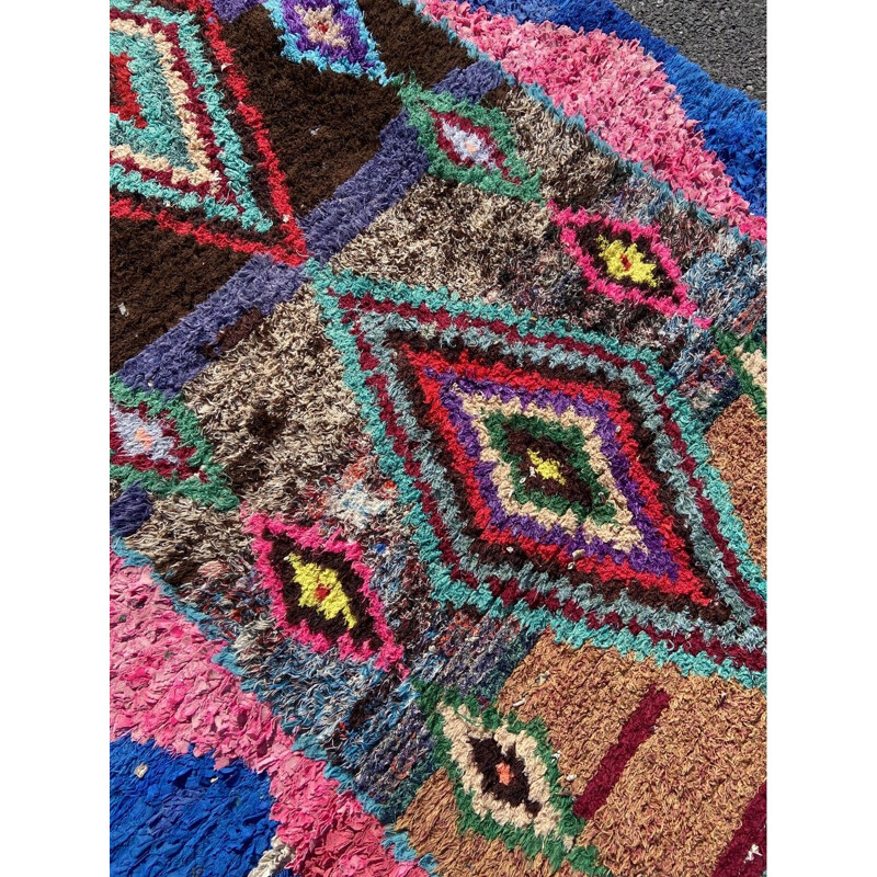 Vintage Berber Boucherouite carpet