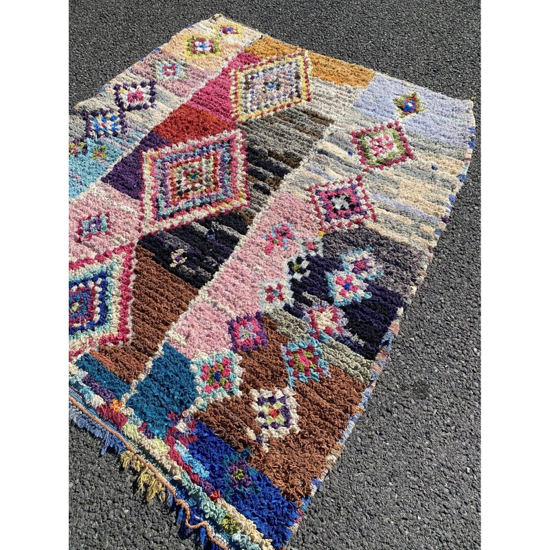 Vintage Berber Boucherouite carpet