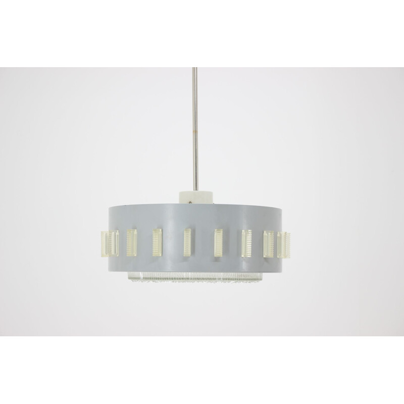 Vintage grey suspension lamp, Czech 1960