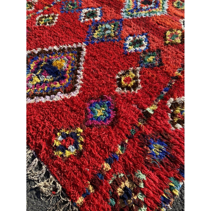 Vintage Berber Boucherouite carpet