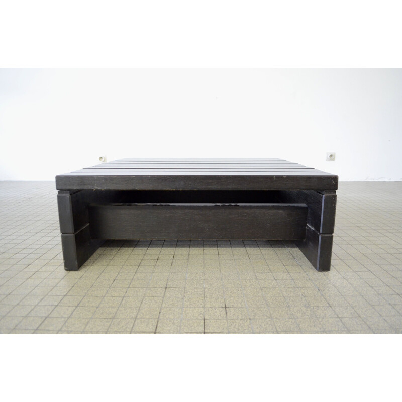 Vintage  coffee table Wengé minimalistic 1980s