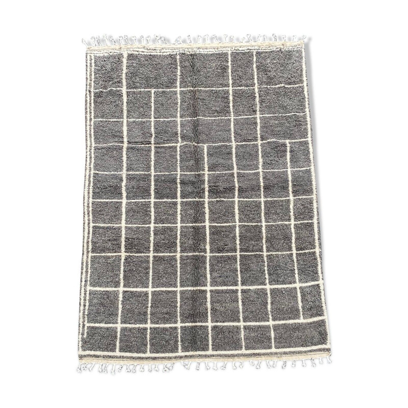 Vintage Berber carpet beni ouarain grey