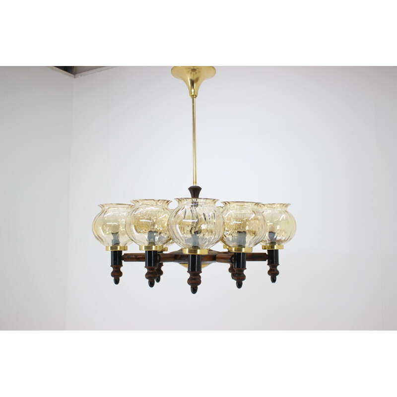 Vintage glass chandelier, Czech 1960