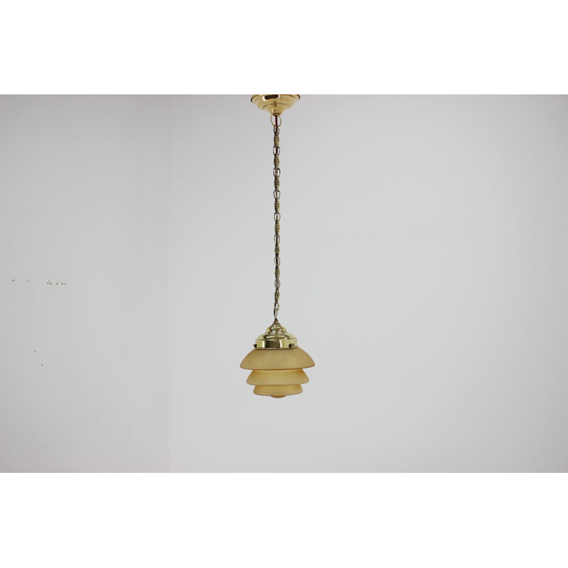 Vintage Messing Art Deco Suspension, Tschechien 1930