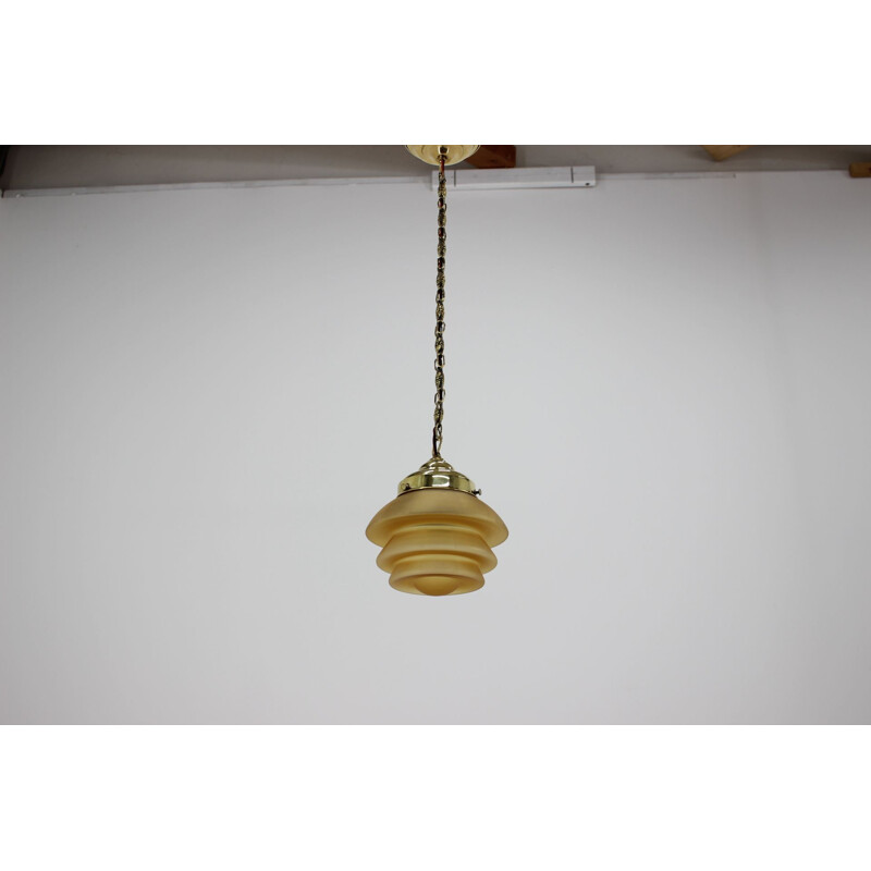 Vintage brass art deco suspension, Czech 1930