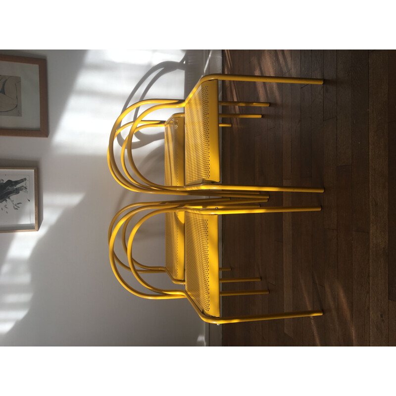 Set of 4 Vintage Metal Chairs 1980