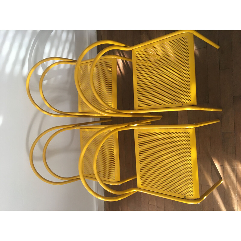 Set of 4 Vintage Metal Chairs 1980