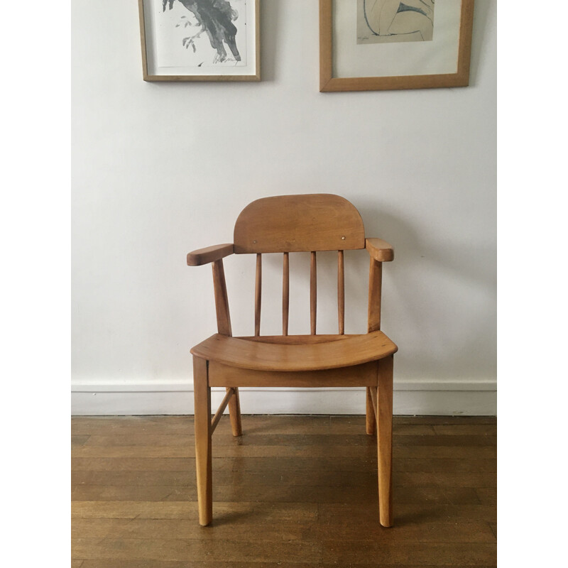 Vintage wooden armchair blond 1950