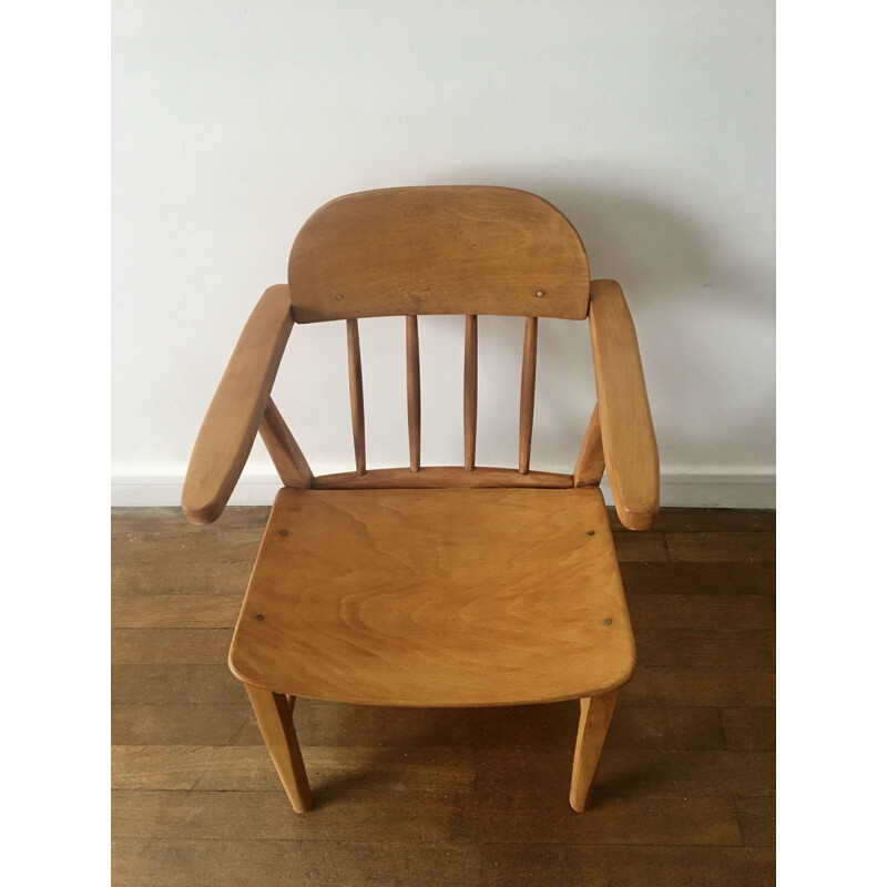 Vintage wooden armchair blond 1950