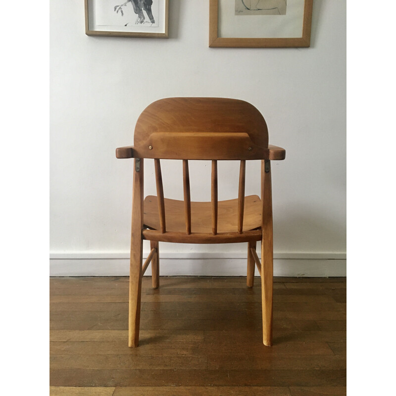 Vintage wooden armchair blond 1950