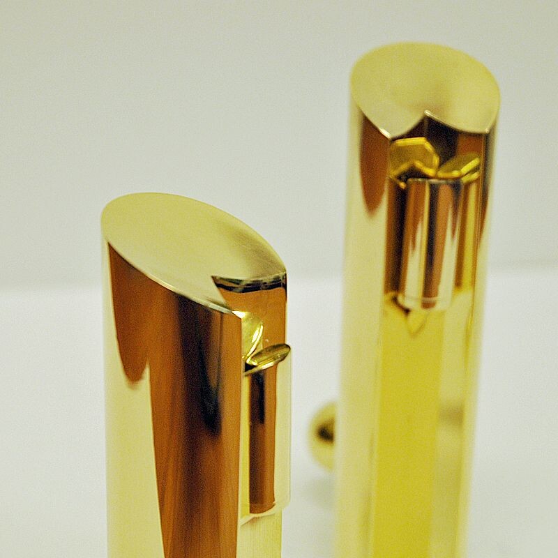 Vintage Brass candle holder pair Variabel by Pierre Forsell for Skultuna, Sweden 1960s