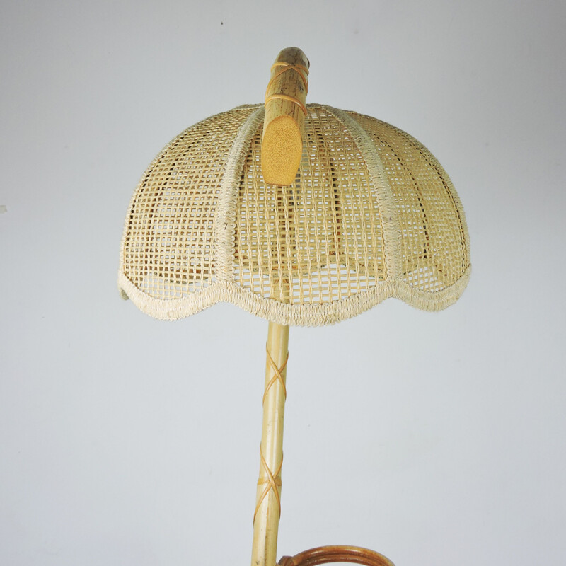 Vintage Bamboo Snake Plant Stand and Floor Lamp, 1970s