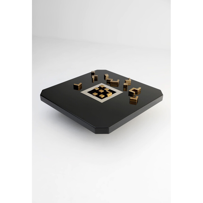 Vintage black lacquered coffee table by Love Creation, Belgium 1985