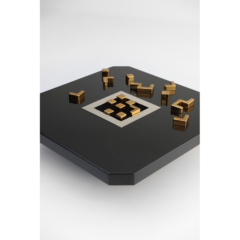 Vintage black lacquered coffee table by Love Creation, Belgium 1985