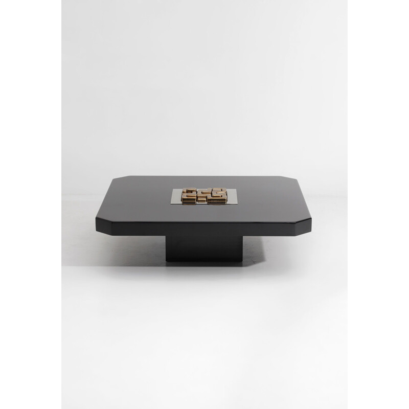 Vintage black lacquered coffee table by Love Creation, Belgium 1985