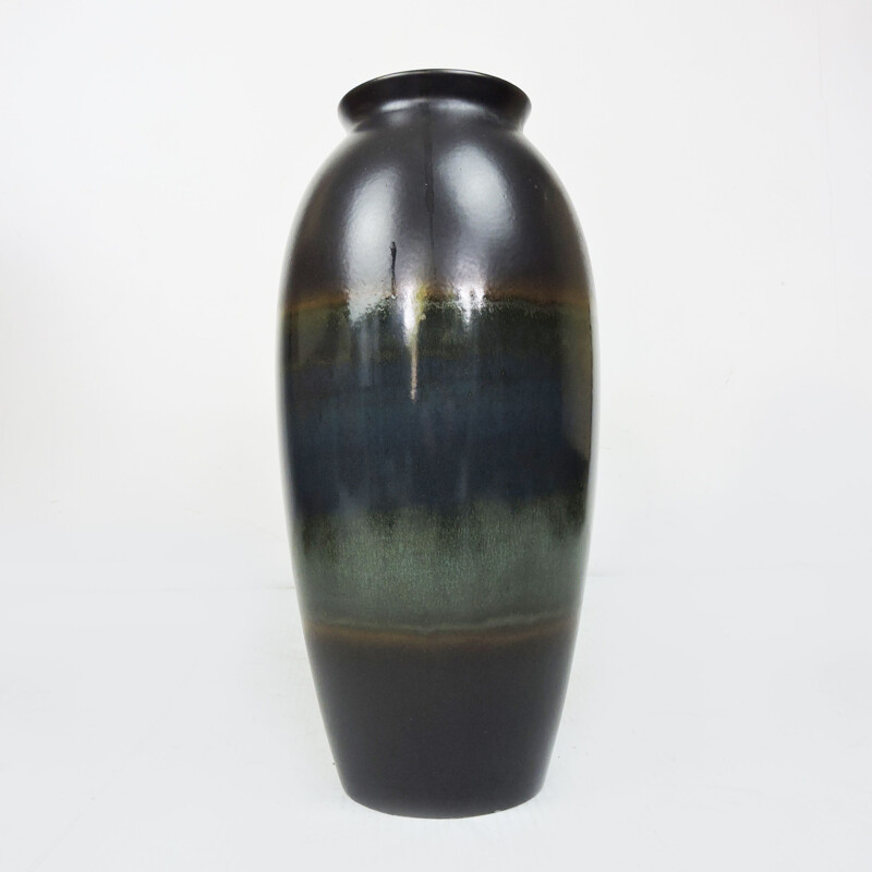 Große blau-grüne Vintage-Vase von Scheurich Deutsch 1970