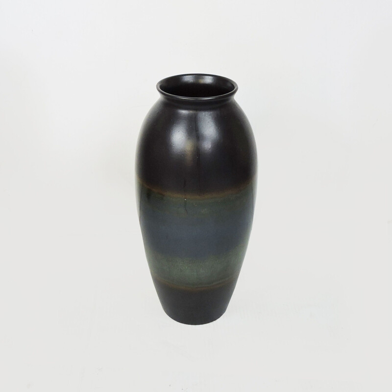 Große blau-grüne Vintage-Vase von Scheurich Deutsch 1970