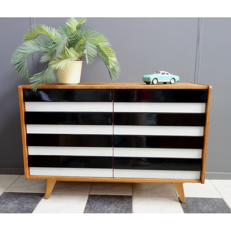 Vintage sideboard Jiroutek black and grey 1960s