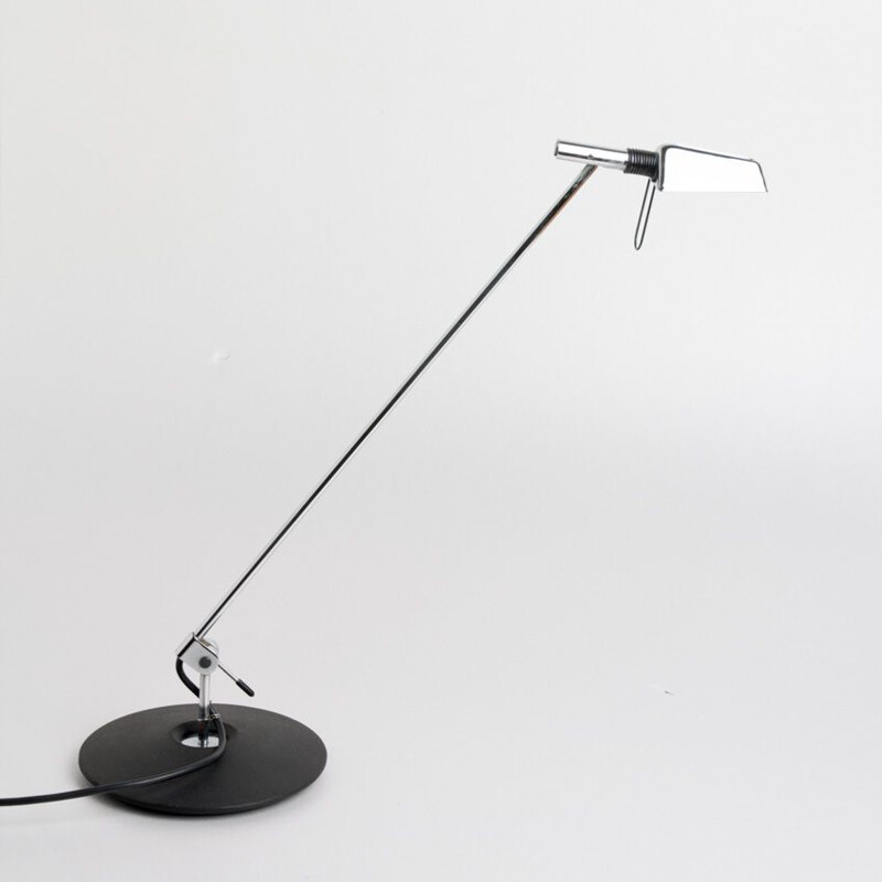 Vintage table lamp by Carpyen Model Tema Chrome plated and lacquered metal Spain, 1990