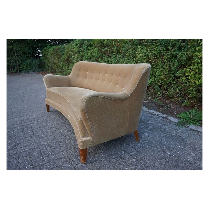 Vintage banana sofa cabinetmaker Peter Hvidt & Orla Mølgaard danish 1950s