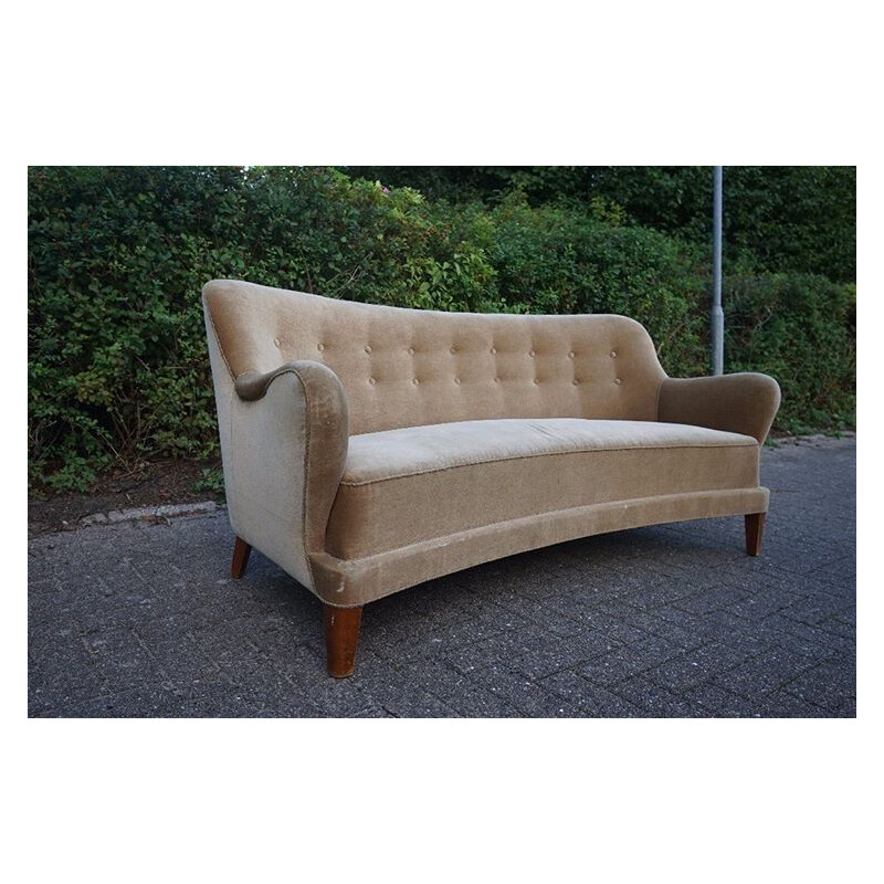 Vintage banana sofa cabinetmaker Peter Hvidt & Orla Mølgaard danish 1950s