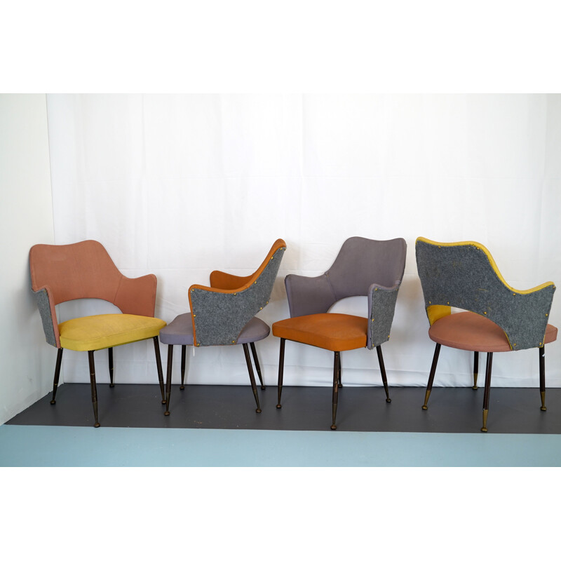 Ensemble de 4 chaises vintage par Gastone Rinaldi pour Rima italiennes