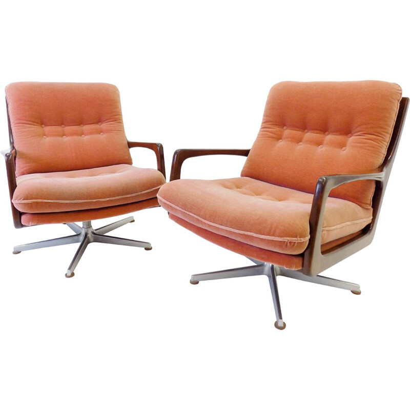 Pair of vintage mohair armchairs for Soloform Eugen Schmidt 