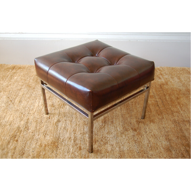 Vintage Chippy Heath chrome and vinyl footstool 1970s