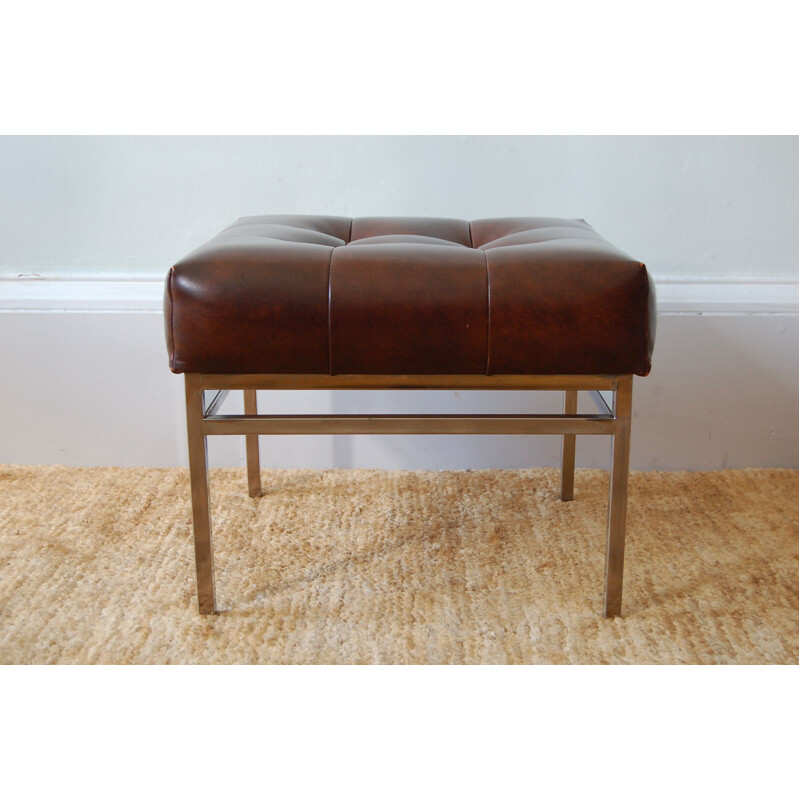 Vintage Chippy Heath chrome and vinyl footstool 1970s