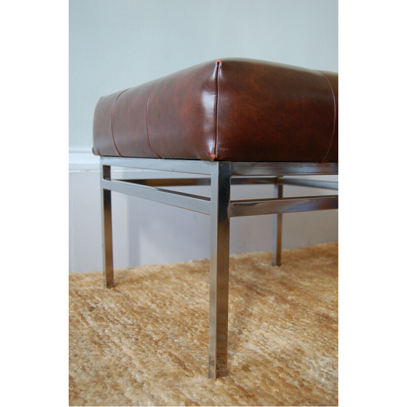 Vintage Chippy Heath chrome and vinyl footstool 1970s